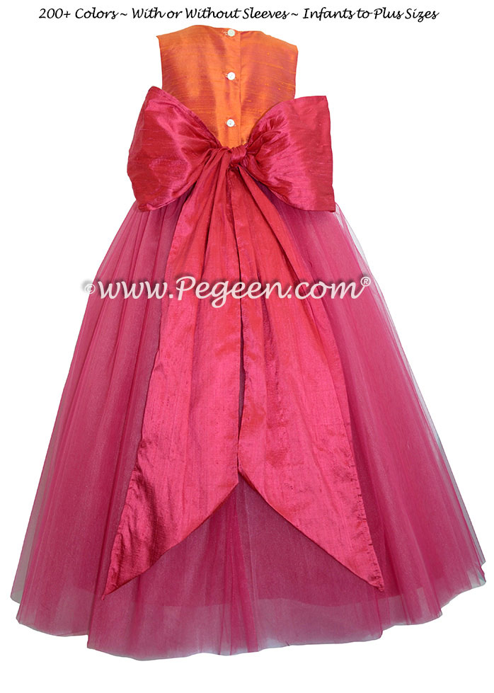 Lipstick and Mango metallic ballerina style FLOWER GIRL DRESSES with layers and layers of tulle