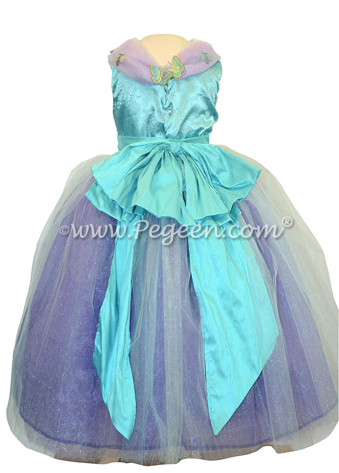 Flower Girl Dress Turquoise and Purple Shades - Cinderella Princess | Pegeen