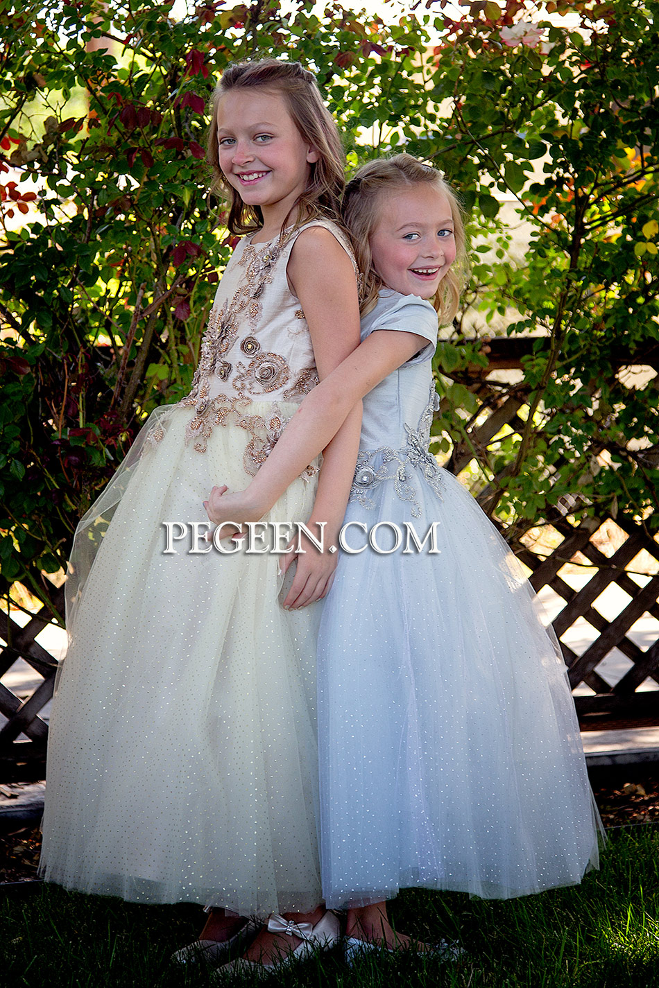 Silver and Gold Flower Girl Dresses