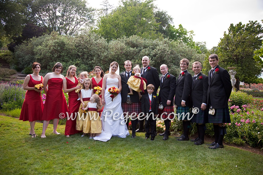 Red and Yellow Flower girl dreses