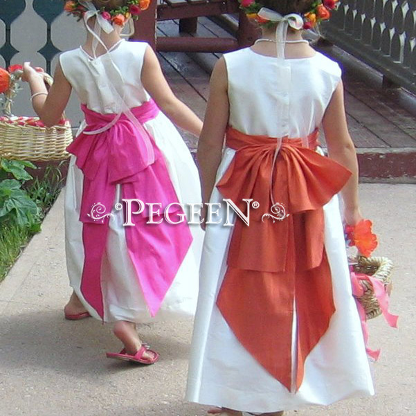 Cinderella bow silk flower girl dress - Pegeen Classic Style 345