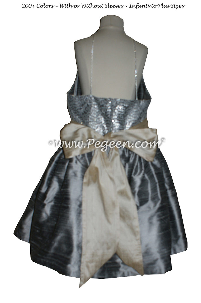 Silver Gray and Glitter Tulle Flower Girl Dresses Metallic Sparkle top Style 308></div>
<p><div class=