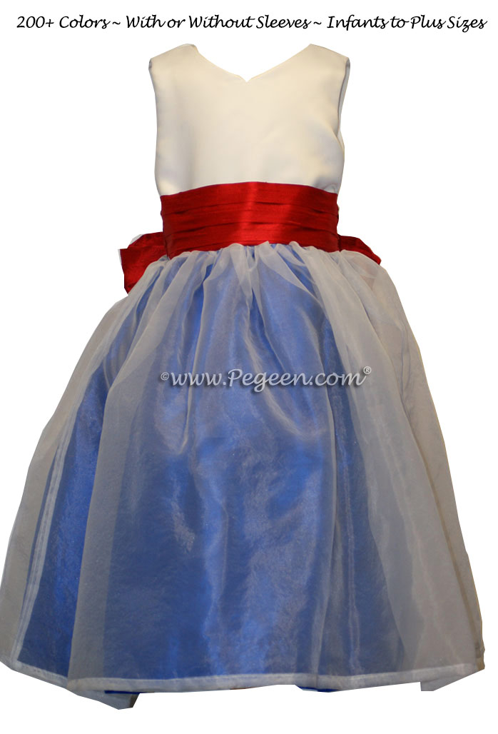 Flower Girl Dress in Red, White, Blue for a Patriotic Look