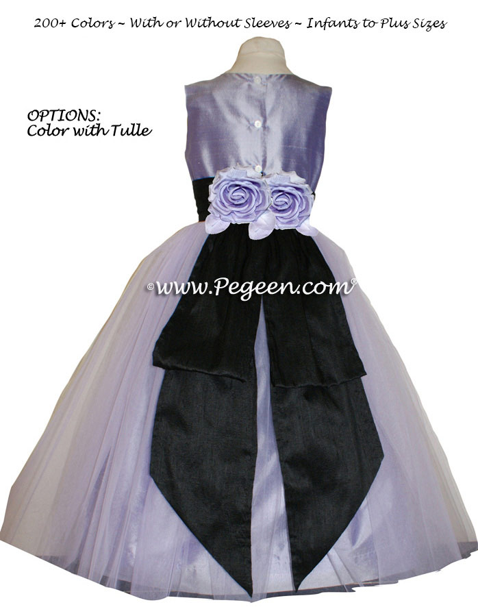 Custom Silk Black and Victorian Purple Tulle Flower Girl Dresses Classics 313