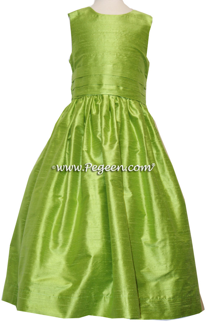 Apple Green Silk Flower Girl Dresses Style 318