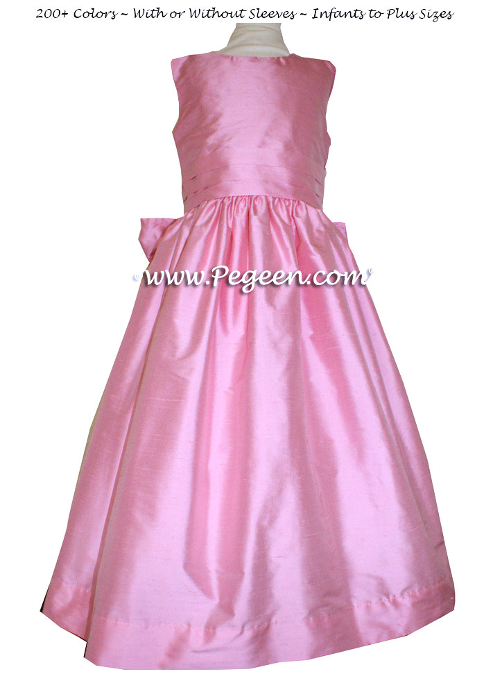 Flower Girl Dresses in Bubblegum Pink Silk - Style 318 | Pegeen