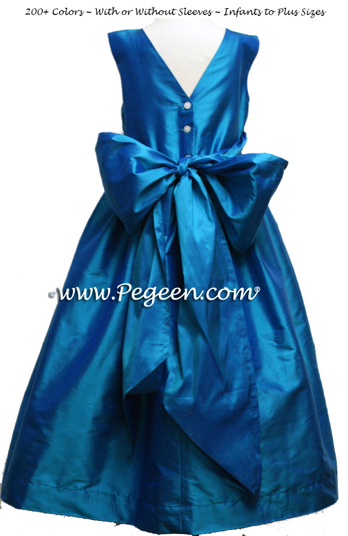 Silk flower girl dresses for your wedding party in Jewel color | Pegeen