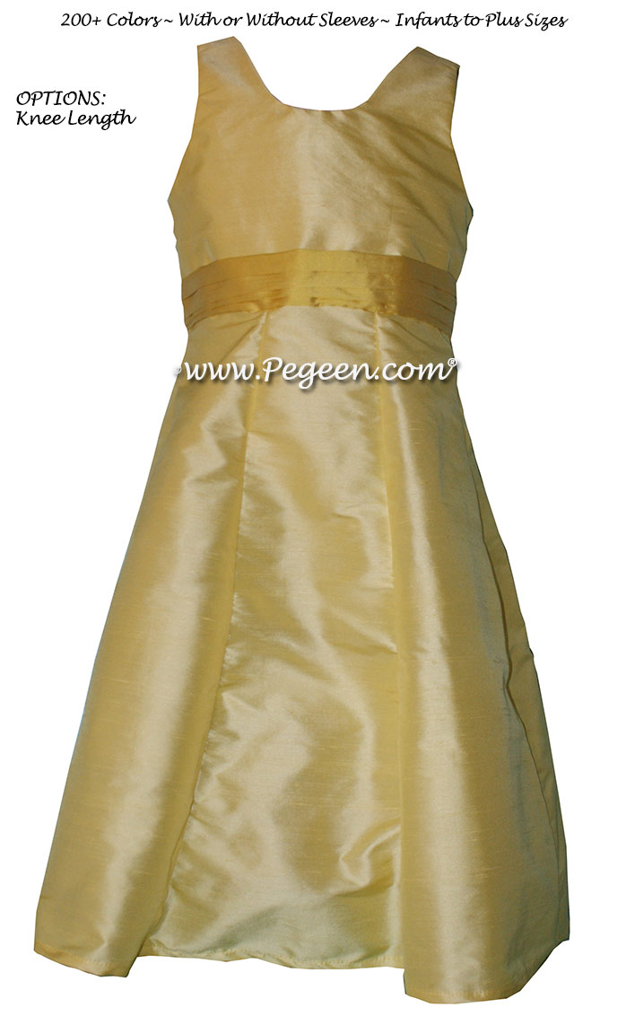 Jr Bridesmaids Dress Style 320 Lemonade and Golden Rod Silk | Pegeen