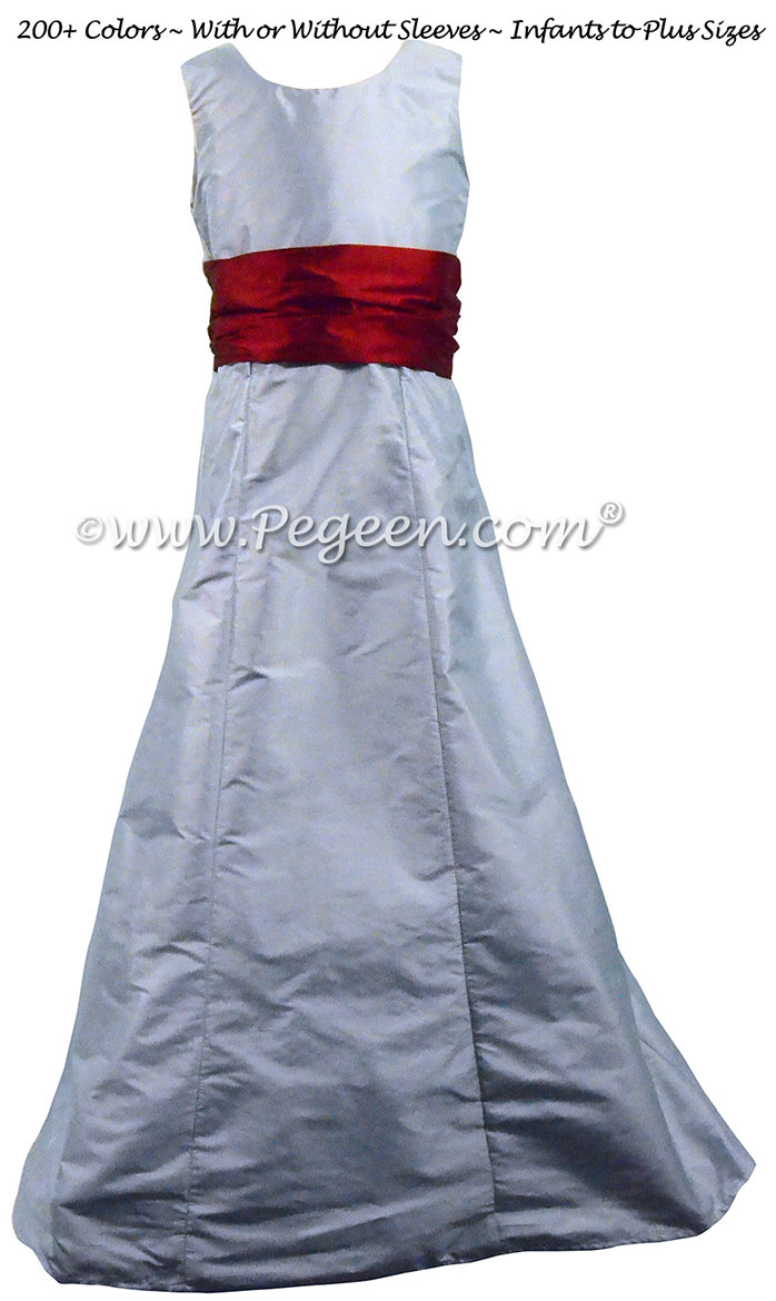 Jr Bridesmaids Dress style 320 Powder Blue Silk | Pegeen