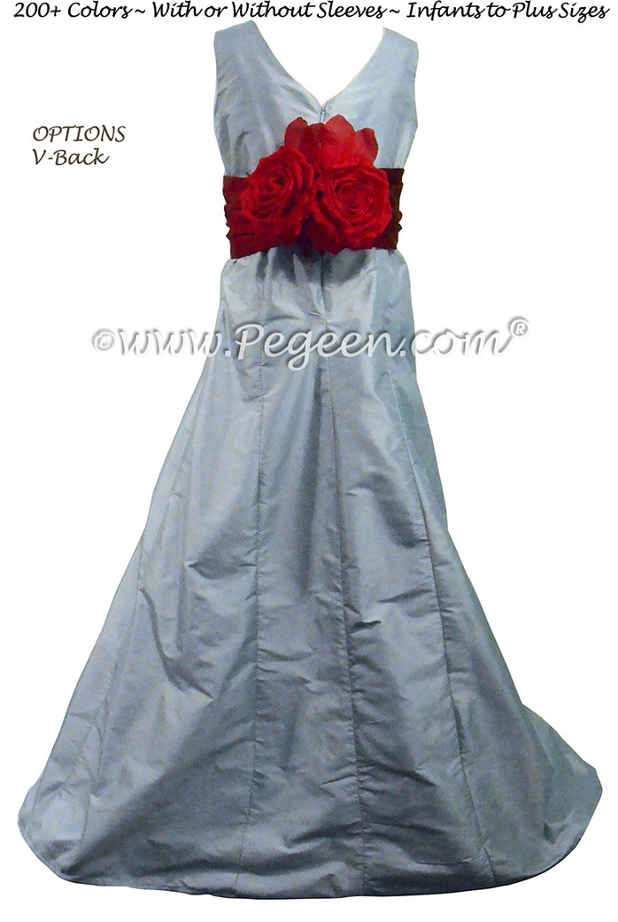 Jr Bridesmaids Dress style 320 Powder Blue Silk | Pegeen