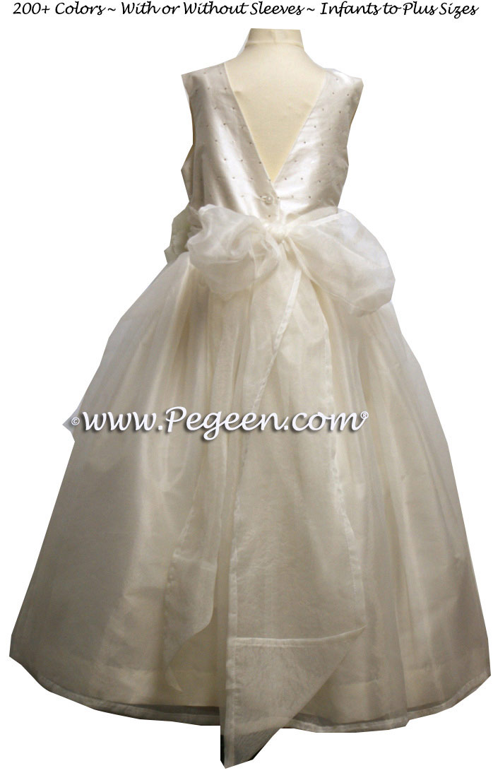 Antique White silk cotillion dress