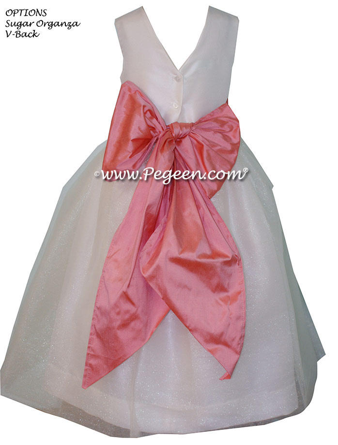 Flower Girl Dresses in New Ivory and Coral Rose