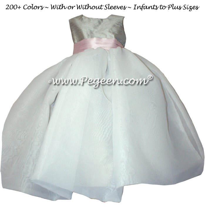 Petal Pink, Morning Gray and Ivory Flower Girl Dresses Classic Style 326