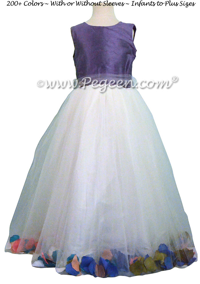 Periwinkle Flower Girl Dresses with Petals - Style 333