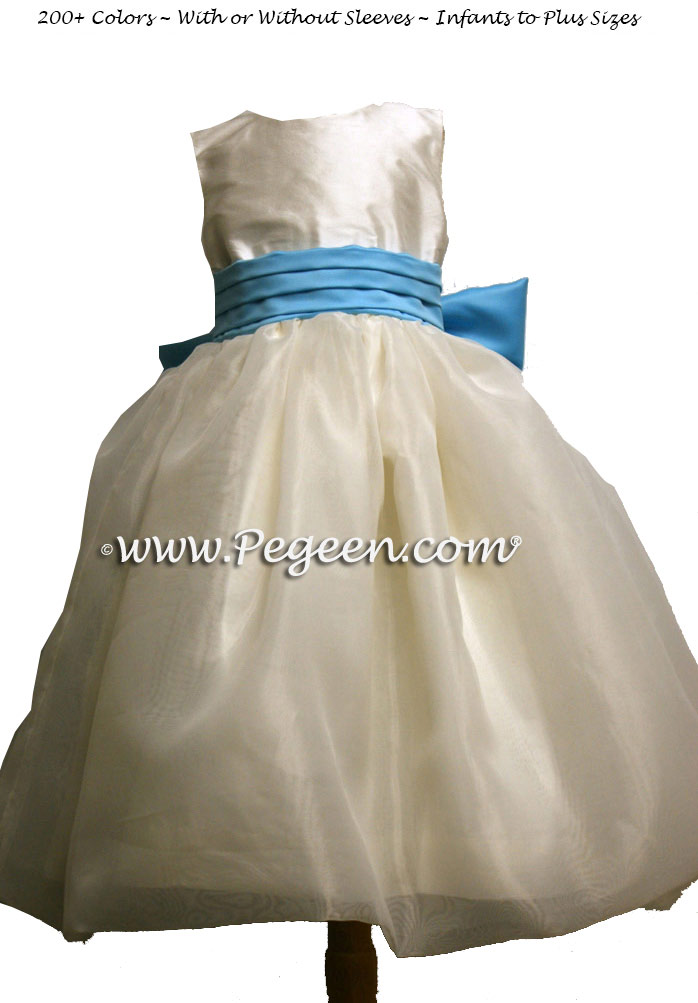 Customers Own Material and New Ivory Silk and Organza Flower Girl Dresses