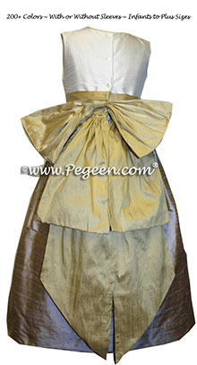 Spun Gold and Latte Silk Junior Bridesmaid Dress Style 398 | Pegeen