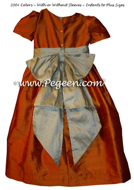 Flower Girl Dress Orange - Tangerine Silk Style 345 | Pegeen