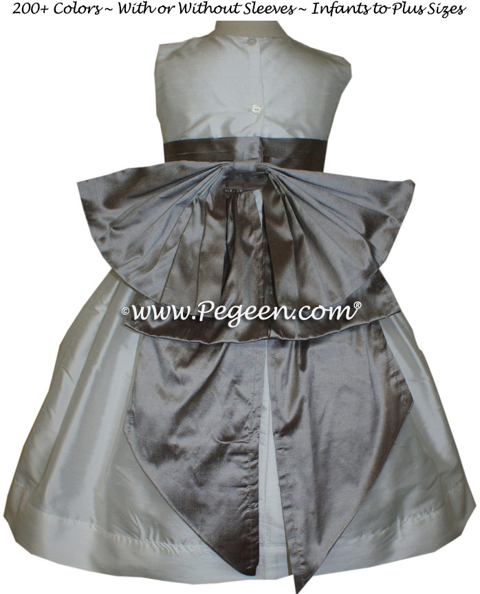 Wolf Gray and Antique White flower girl dresses