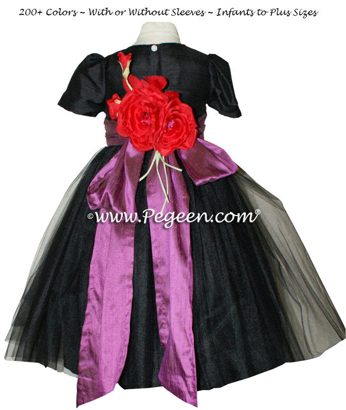 black and Thistle (purple) Tulle Flower Girl Dresses