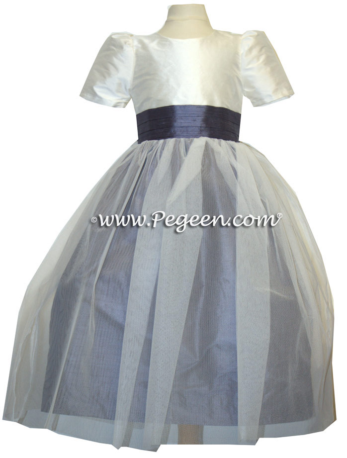 Euro Lilac and New Ivory Silk flower girl dresses