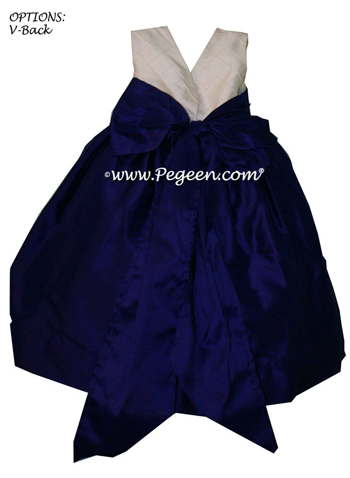 DEEP PLUM CUSTOM FLOWER GIRL DRESSES with pin tuck silk bodice - PEGEEN Style 357