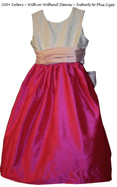 Hot Shock Pink, Peony Pink and New Ivory Pin Tuck Silk Bodice by Pegeen Hot Shock Pink, Peony Pink and New Ivory Pin Tuck Silk Bodice by Pegeen