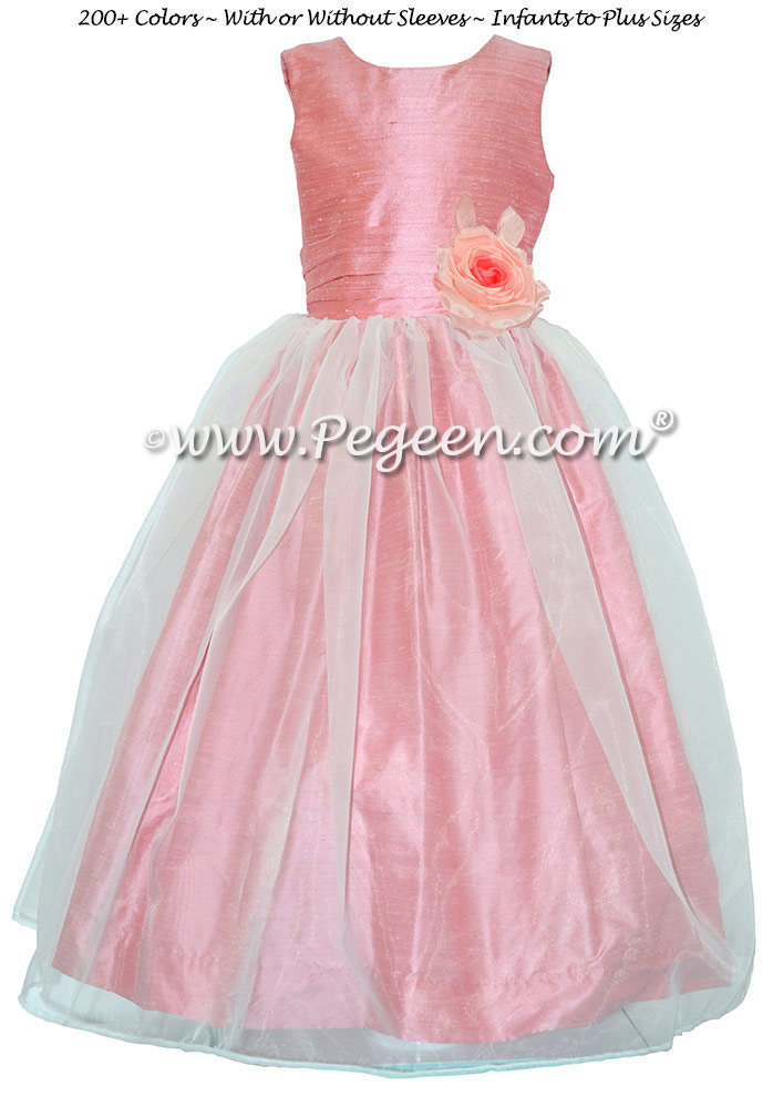 Gumdrop Pink Flower Girl Dresses Style 359 with Flower and Organza Skirt