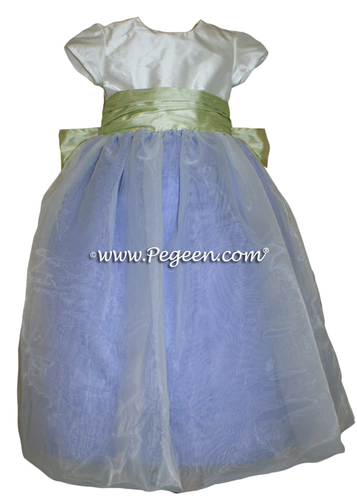 FLOWER GIRL DRESSES in Periwinkle and Summer Green