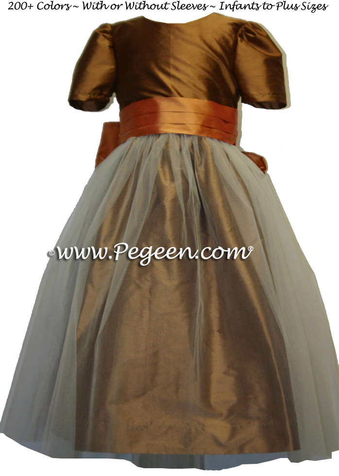 GINGER AND SHADES OF BURNT ORANGE SILK TULLE DRESS STYLE 356