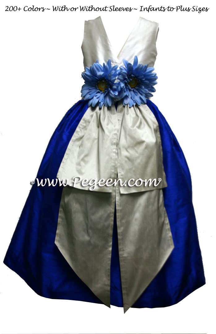 Platinum Grey and Indigo Blue junior bridesmaid dress style 383