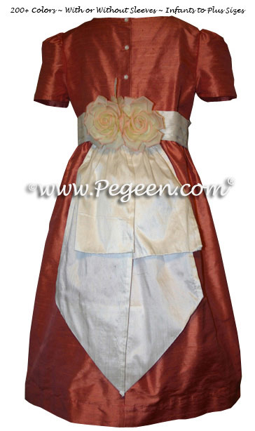 Flame or Deep Peach Flower Girl Dresses Style 383