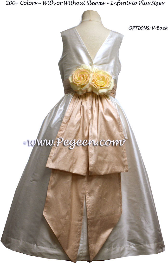 Flower Girl Dresses in New Ivory and Peach - Classic Style 383