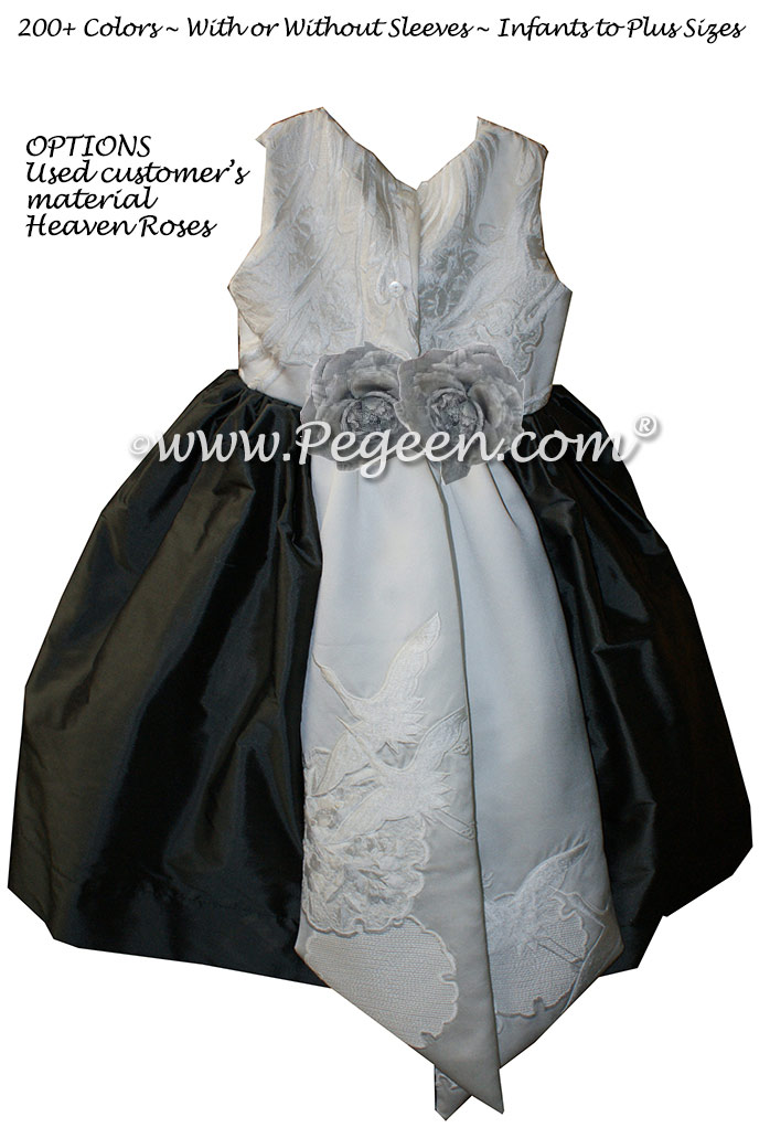 Flower girl dress Style 383Pewter Gray and Wedding Kimono | Pegeen
