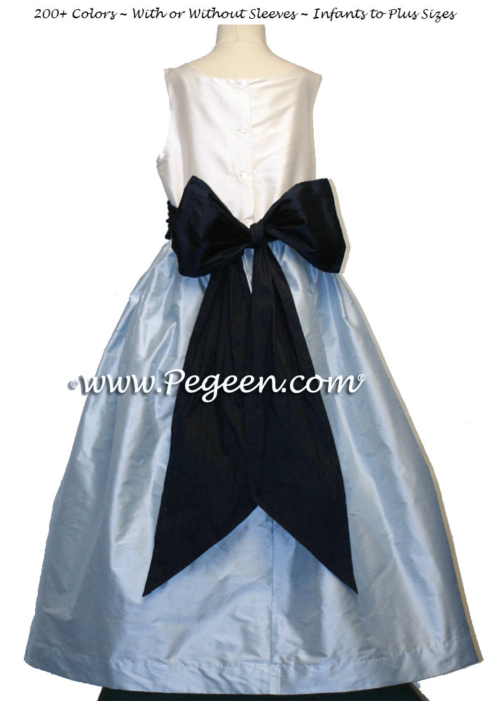 Navy ivory and baby blue jr. Bridesmaid dress style 388