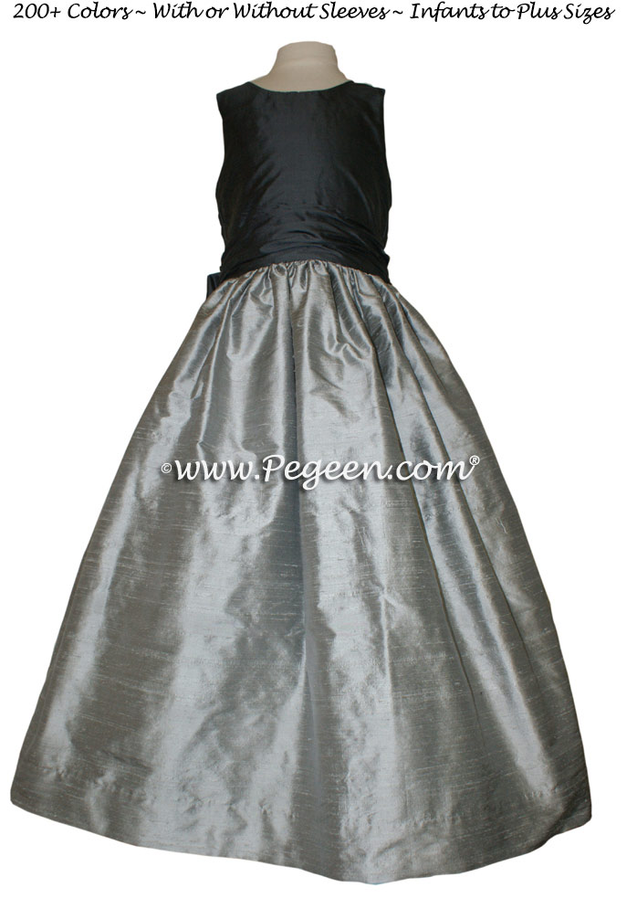 Morning Gray and Charcoal Gray flower girl dresses