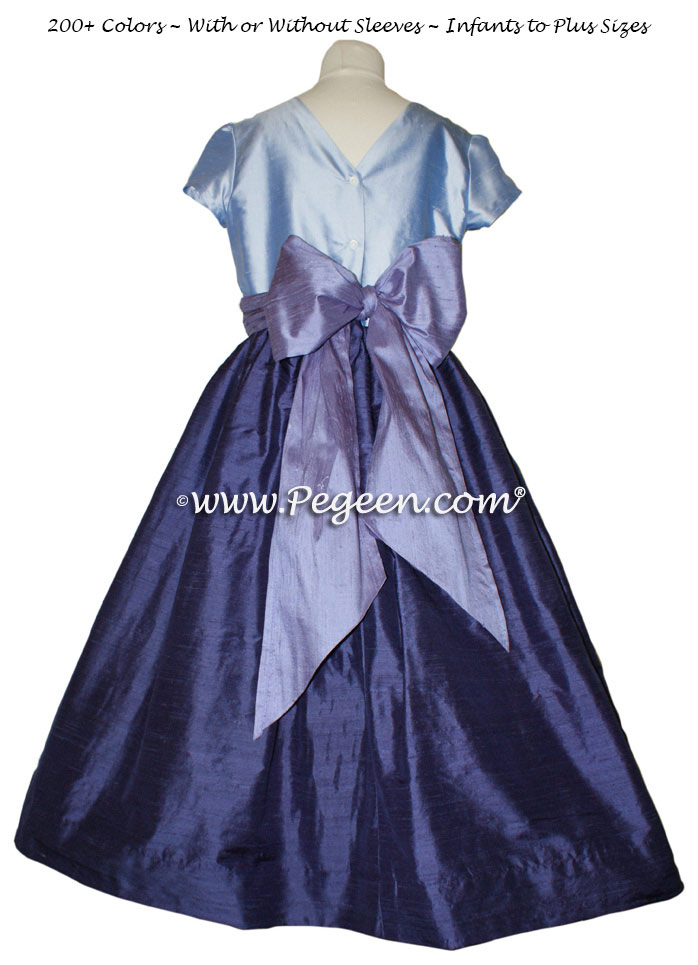 Jr Bridesmaids Dress in Grape, Periwinkle and Wisteria - Style 388 | Pegeen
