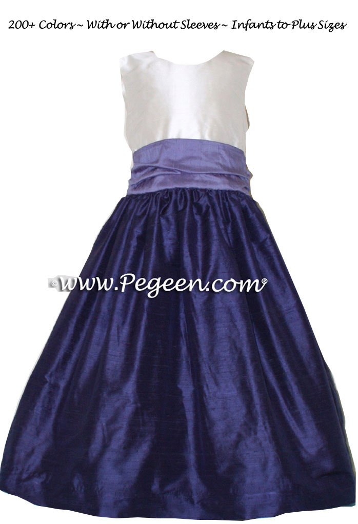 Jr Bridesmaids Dress in Grape and Periwinkle - Style 388 | Pegeen