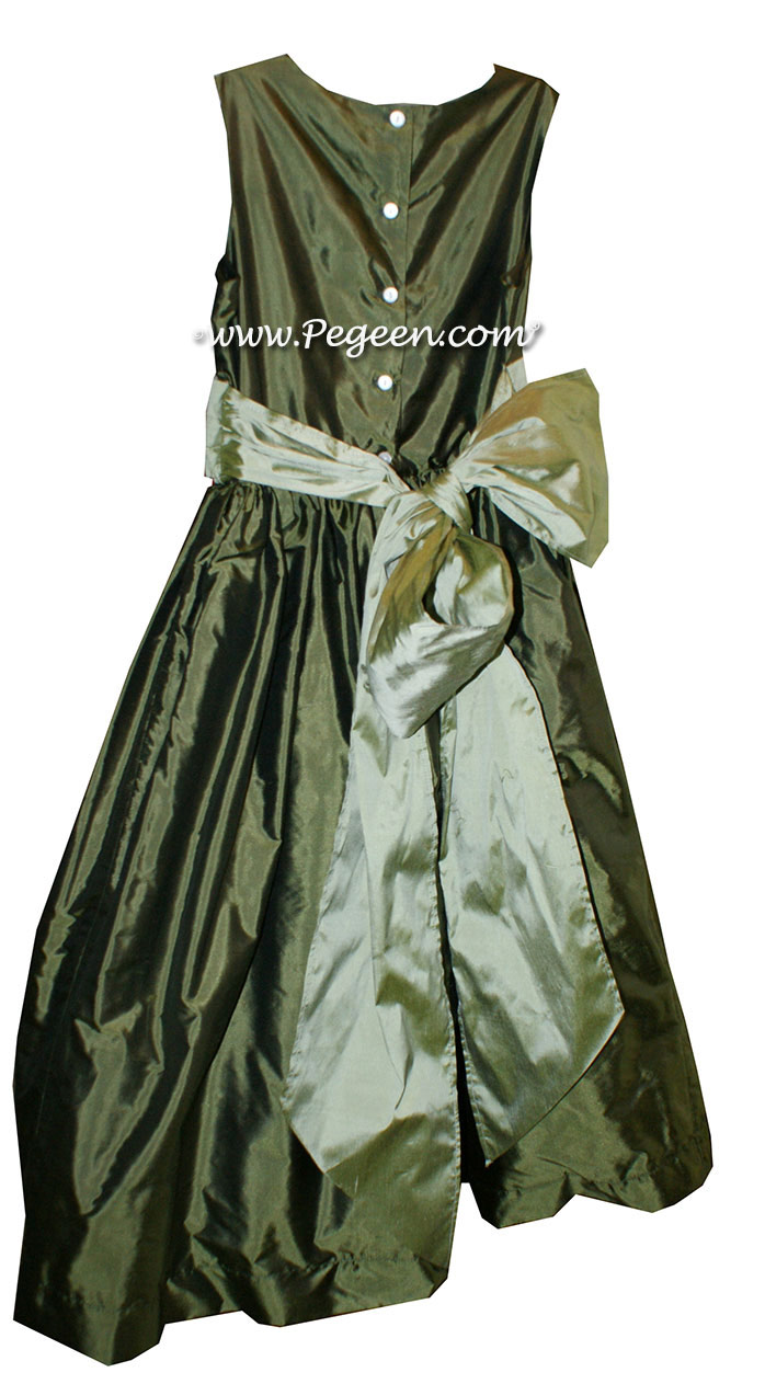 Custom Olive and Celery flower girl dresses