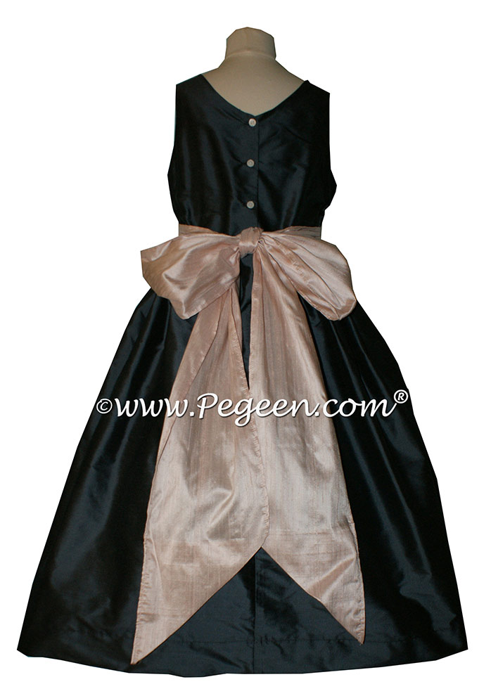 Pewter Gray and Blush Pink Flower Girl Dress