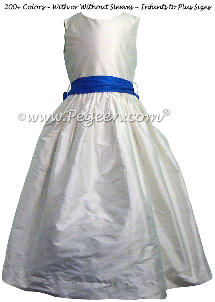 Antique white and sapphire Jr. Bridesmaid dress style 388 Antique white and sapphire Jr. Bridesmaid dress style 388