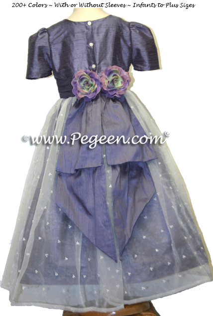 Silk and Sequinned Organza Silk Flower Girl Dresses Euro Lilac