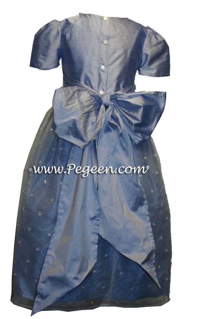 Ivory and Wisteria Blue Ballerina Style Flower Girl Dresses with Organza Skirt Ivory and Wisteria Blue Ballerina Style Flower Girl Dresses with Organza Skirt
