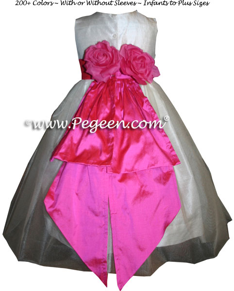 Tulle and Hot Pink Shock Flower Girl Dresses Style 383