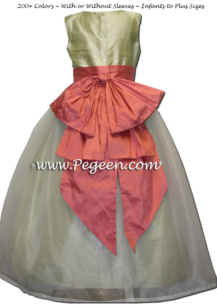 Summer Green and Sunset peach Cotillion Dress for Ball in New Orleans