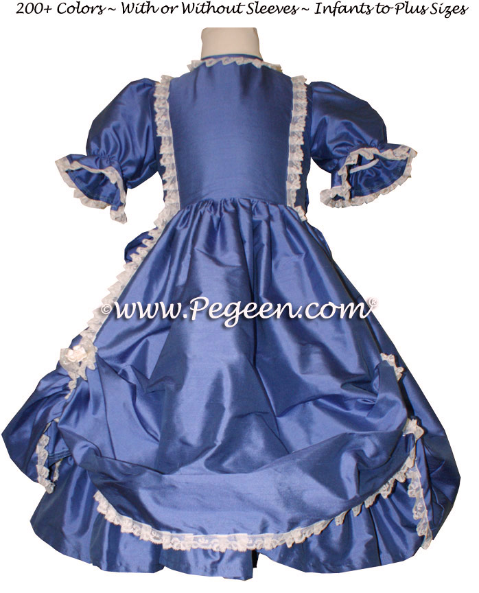 Victorian Style Silk Dress for Nutcracker Party Scene and Clara Costume in Blueberry