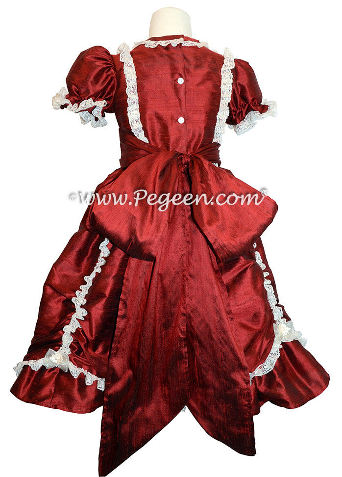 Victorian Style Silk Dress for Nutcracker Party Scene and Clara Costume in Claret Red Victorian Style Silk Dress for Nutcracker Party Scene and Clara Costume in Claret Red