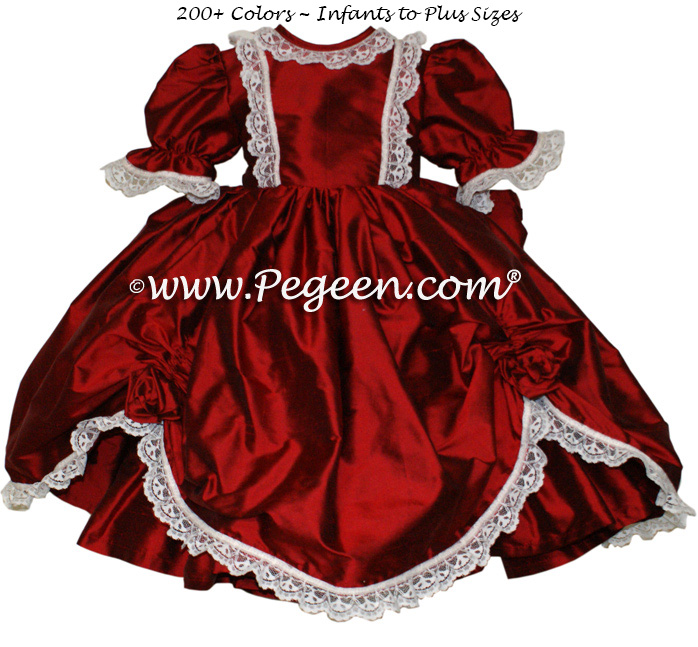 Victorian Style Silk Dress for Nutcracker Party Scene and Clara Costume in Claret Red Victorian Style Silk Dress for Nutcracker Party Scene and Clara Costume in Claret Red