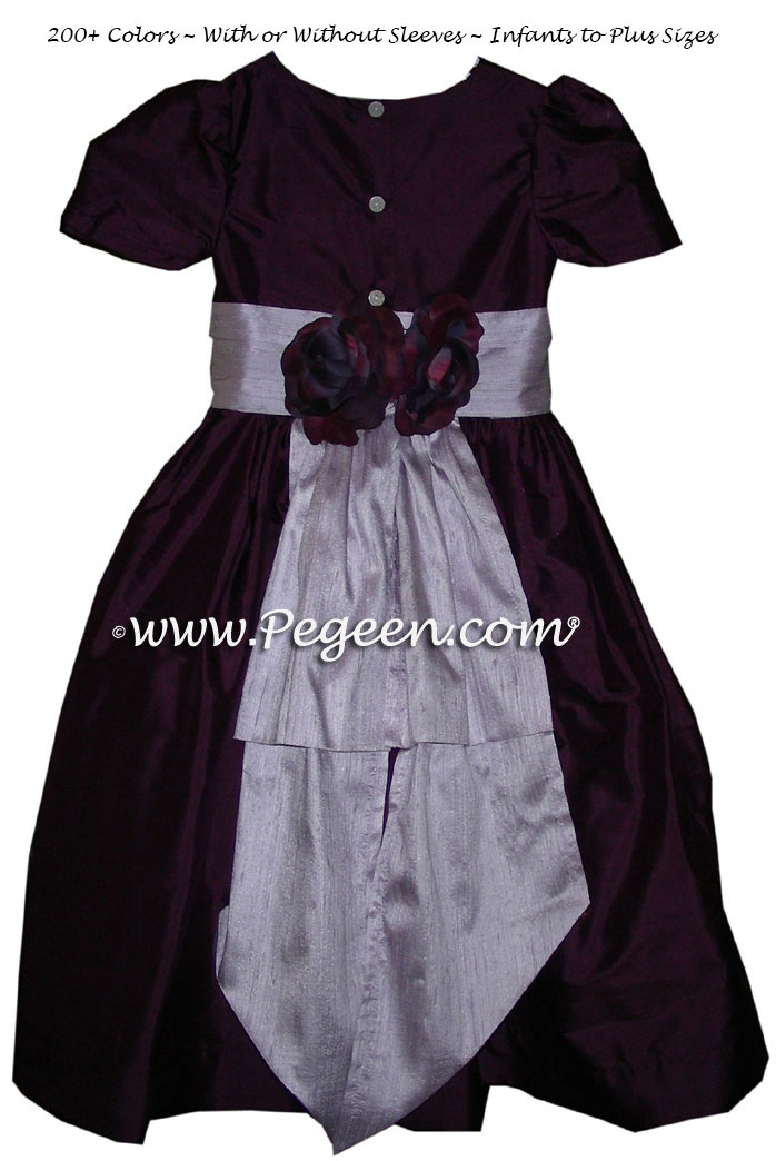 Custom Flower Girl Dress in 1000 Nights, Deep Amethyst and Lilac