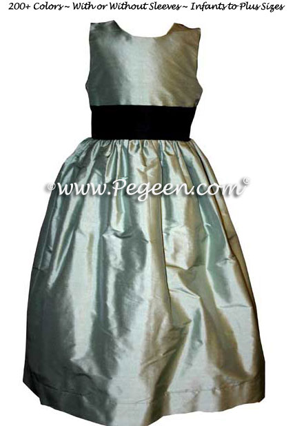 Celedon green silk flower girl dresses