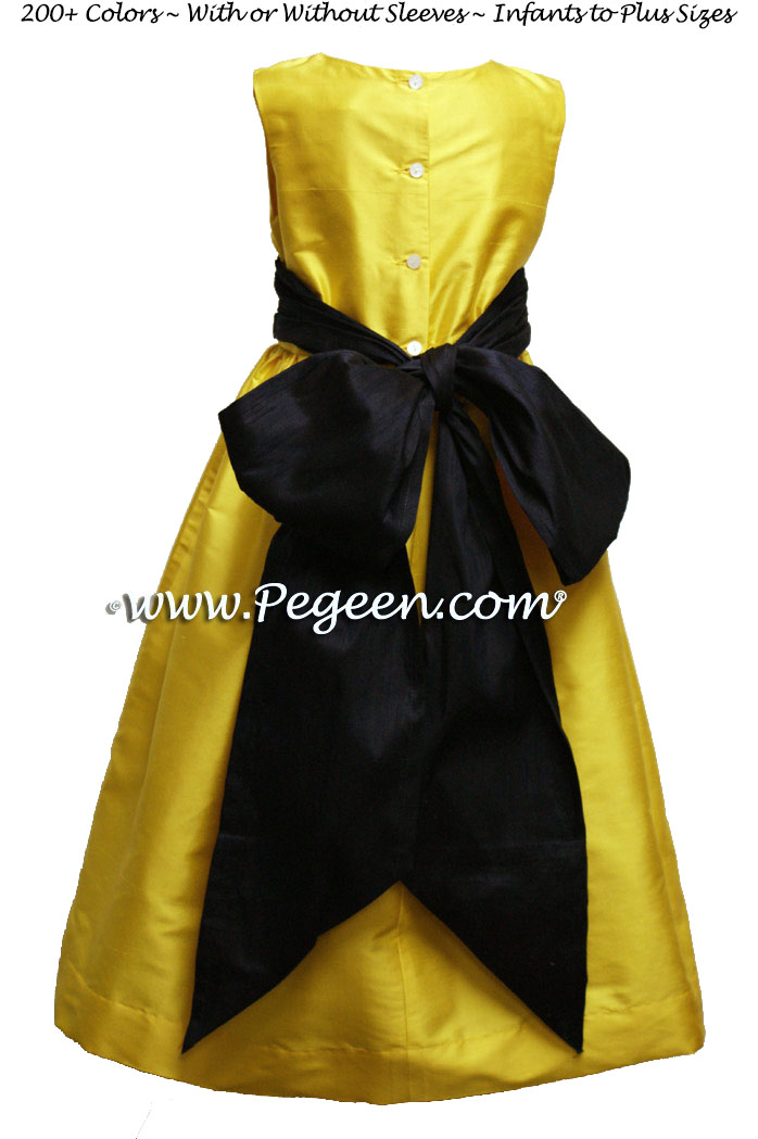 Flower Girl Dress in Saffron, Midnight Style 398 | Pegeen